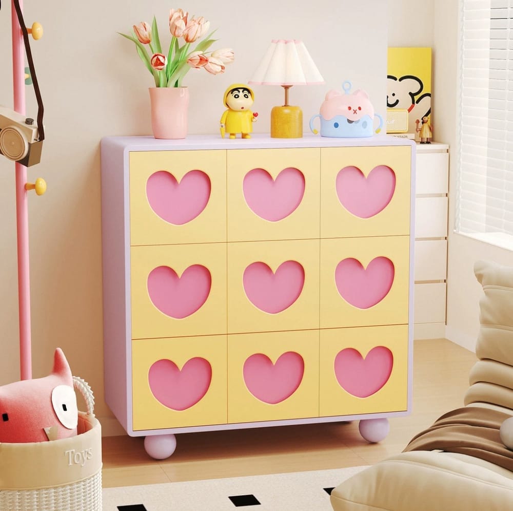 ตู้เก็บของ 9 ลิ้นชัก MY DOLLS HOUSE SWEETHEART 90 CM. สีม่วง-เหลือง